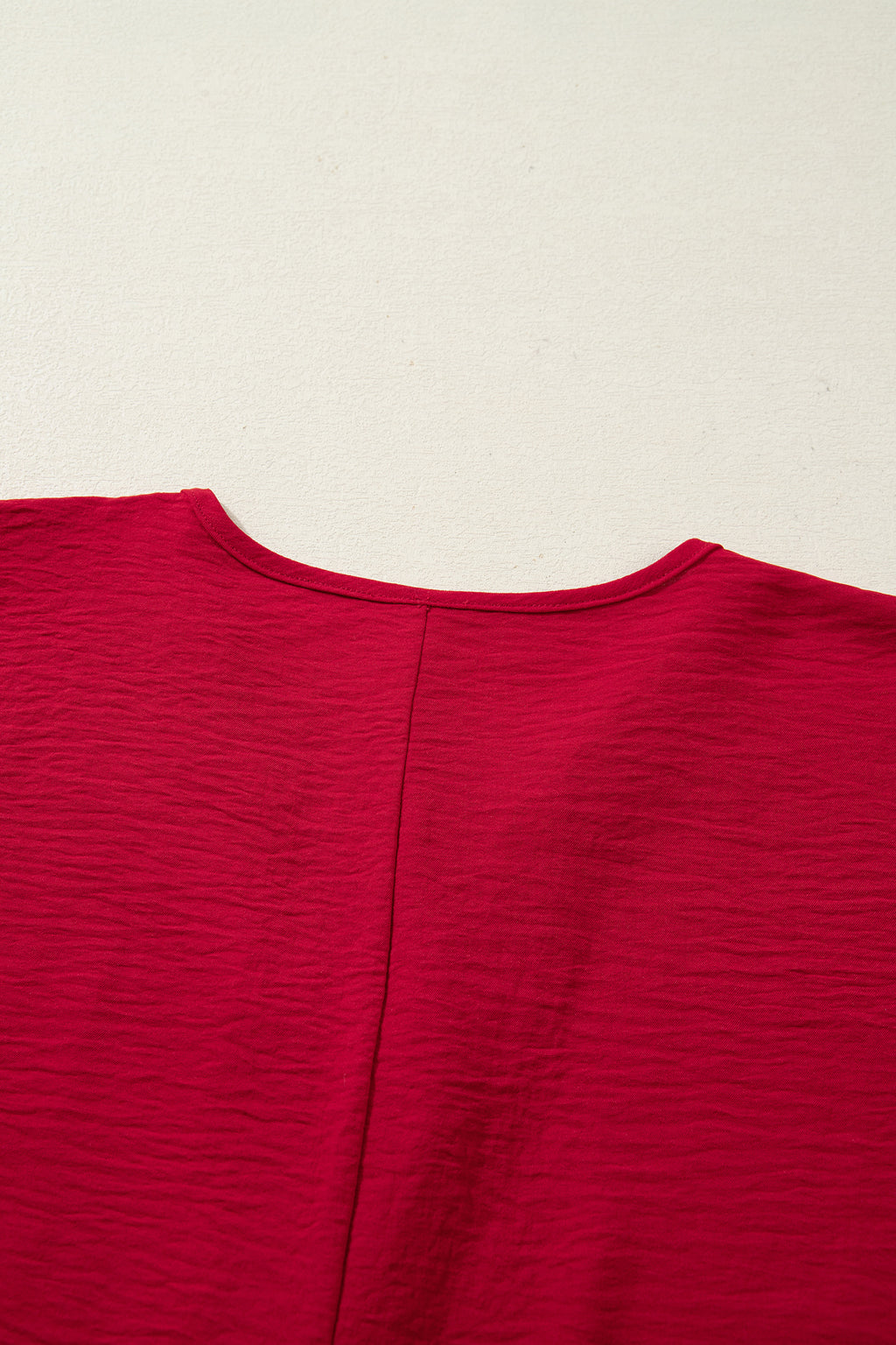 Racing Red Braided Trim V Neck Half Sleeve Blouse