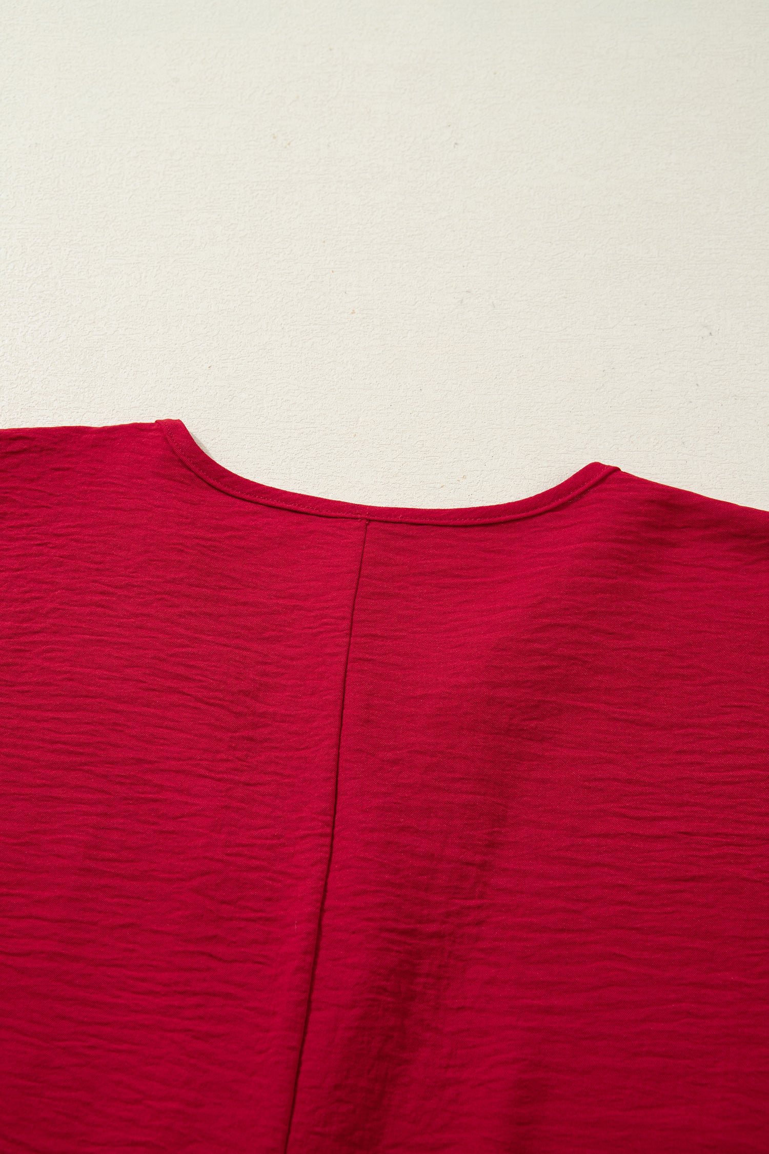 Racing Red Braided Trim V Neck Half Sleeve Blouse