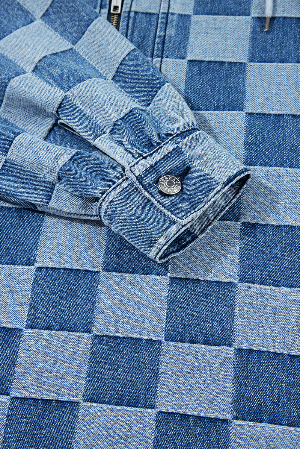Dark Grey Checkered Denim Wide Leg Jeans