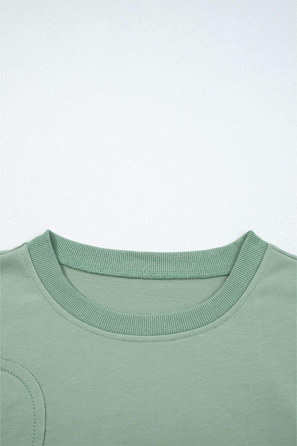 Beige Raw Edge Flower Patch Drop Shoulder Casual Top