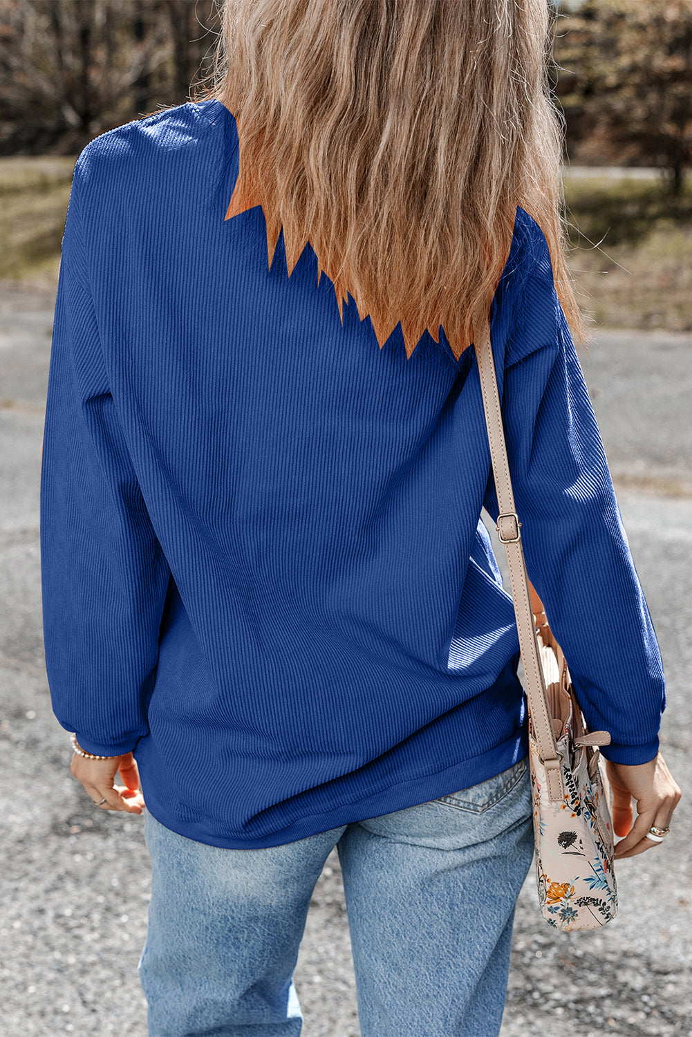 Grass Green Ribbed Corded Oversized Sweatshirt