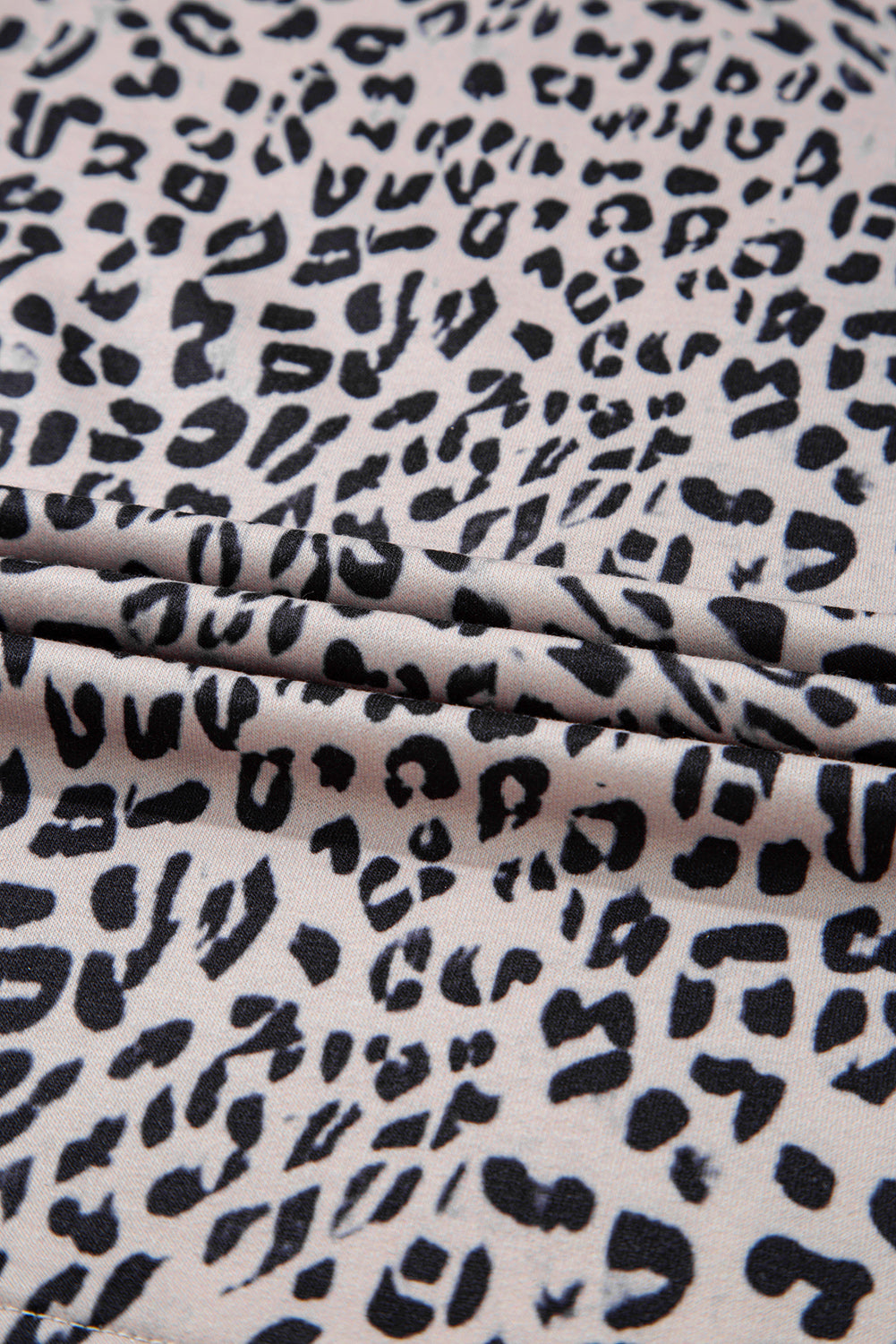 Brown Leopard Half Zipper Collared Ruffled Sleeve Top and Short Set