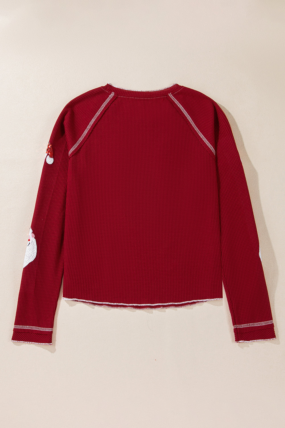 Smoke Gray Textured Round Neck Long Sleeve Top