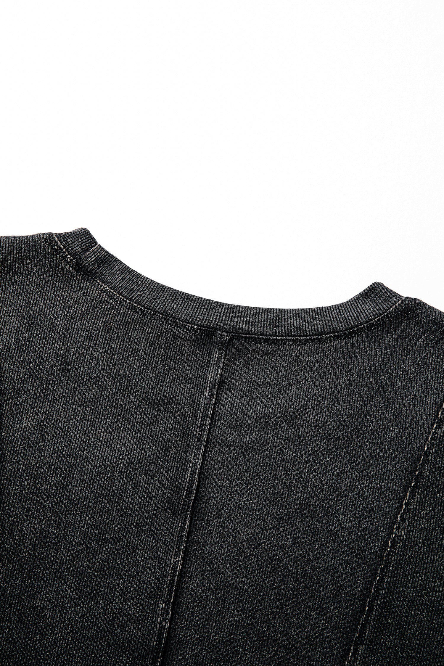 Burgundy Exposed Seam Ribbed Long Sleeve Top