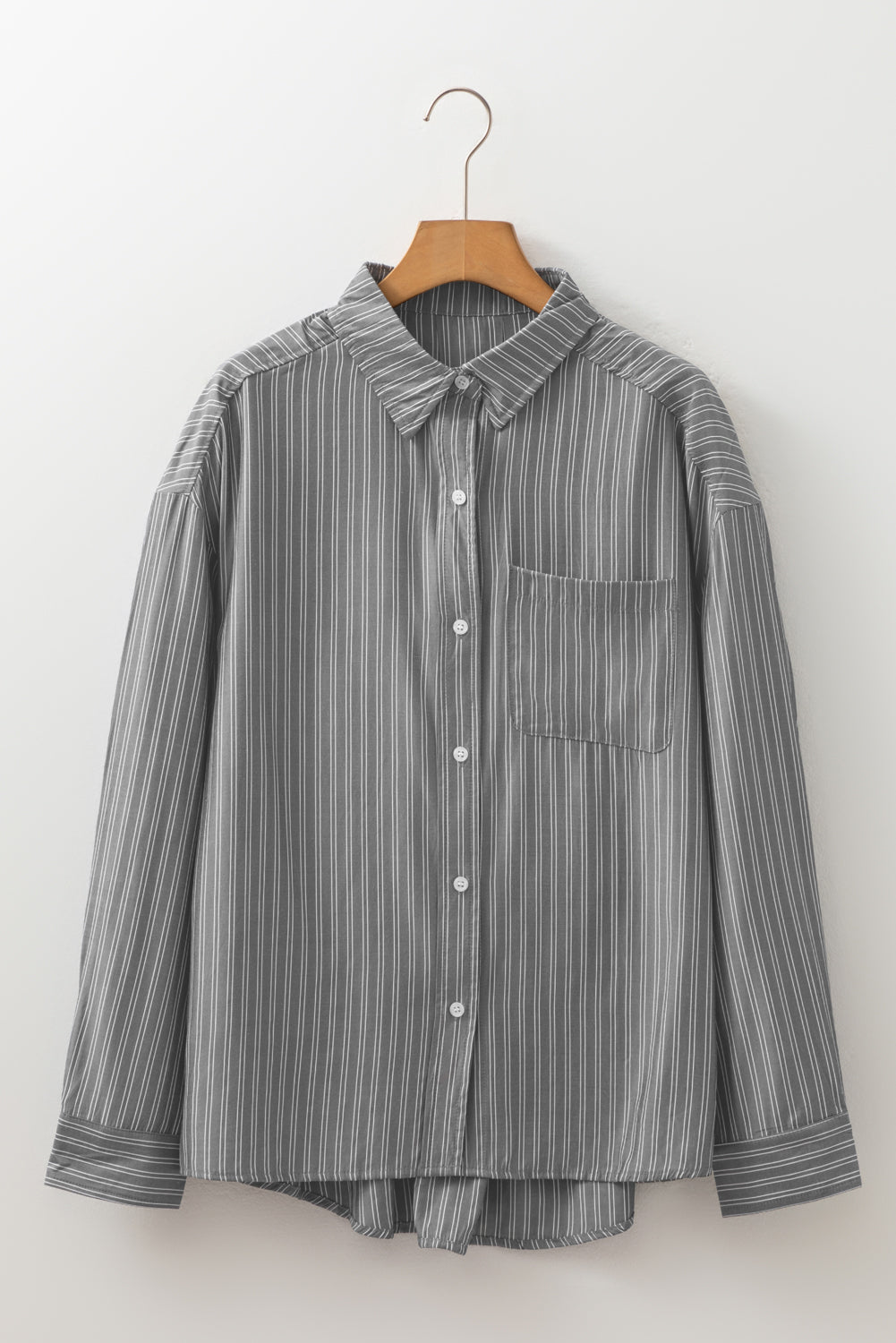 Blue Stripe Button Up Oversized Casual Shirt
