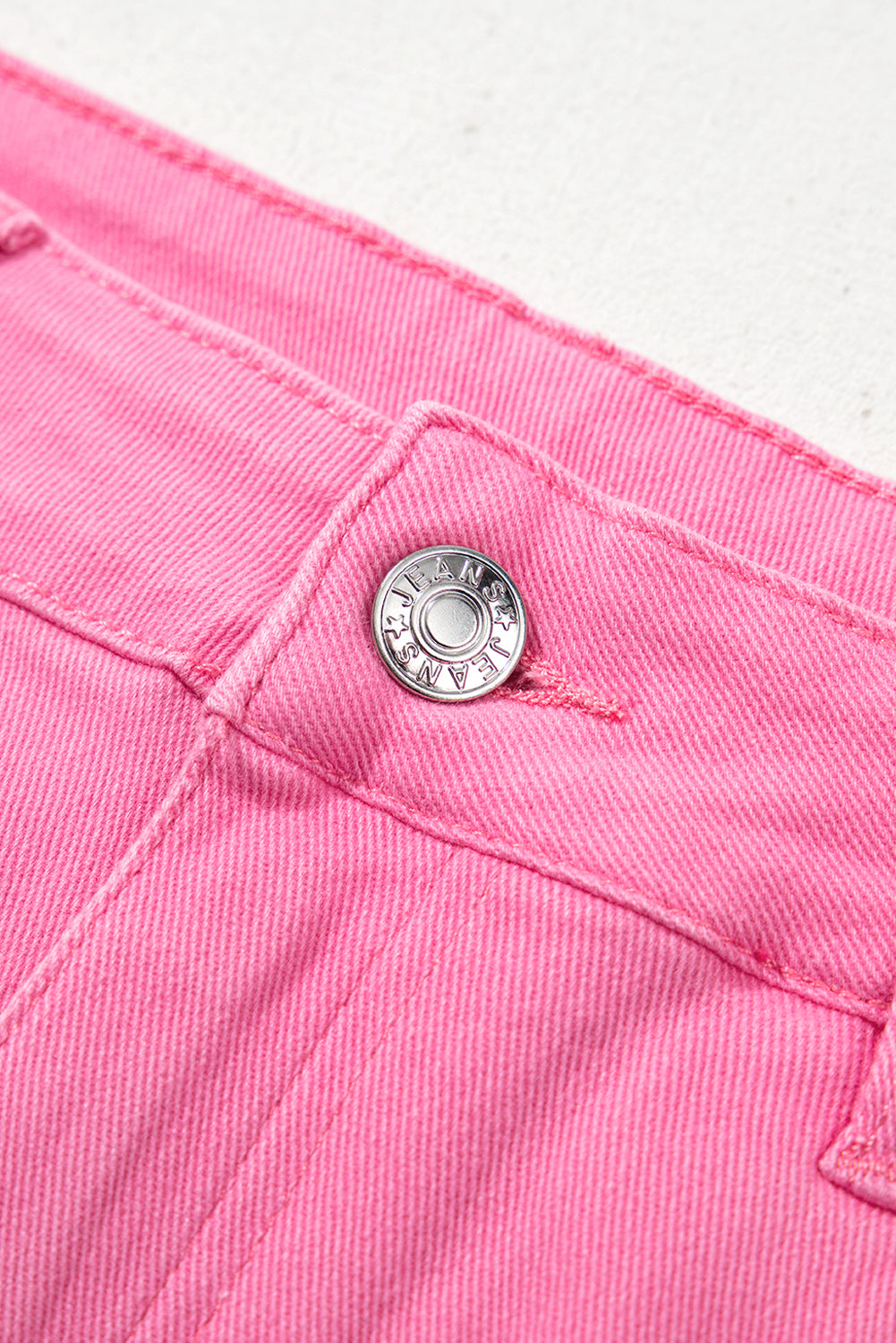 Pink Star Shape Patchwork Mid Waist Straight Leg Jeans