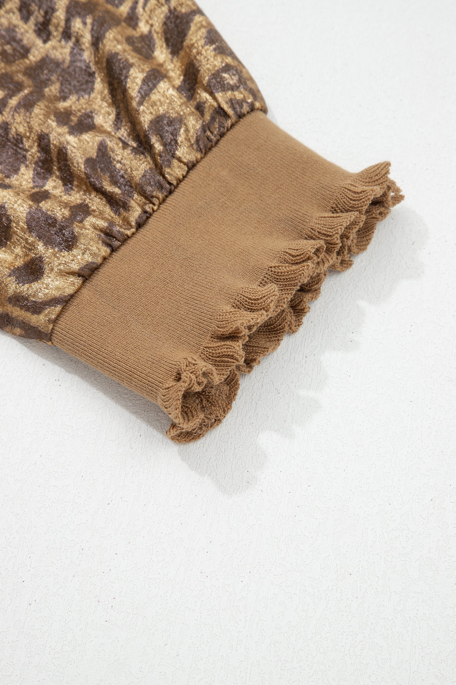 Gold  Half Sleeve Metallic Leopard Print Blouse
