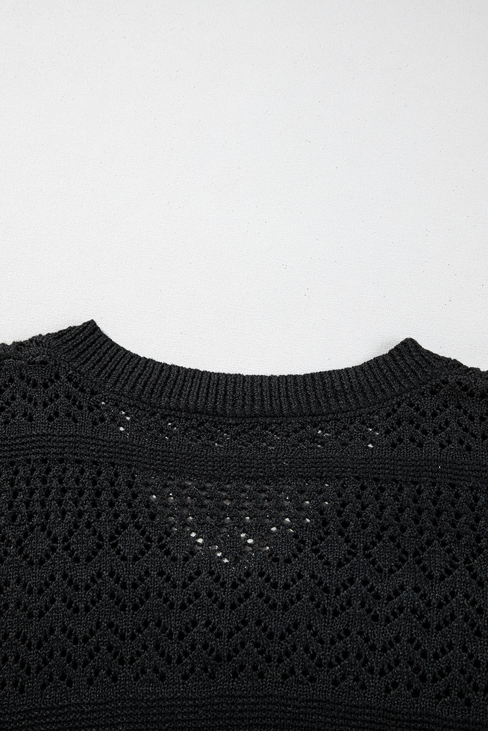 Sky Blue Eyelet Pattern Detail V Neck Drop Shoulder Sweater