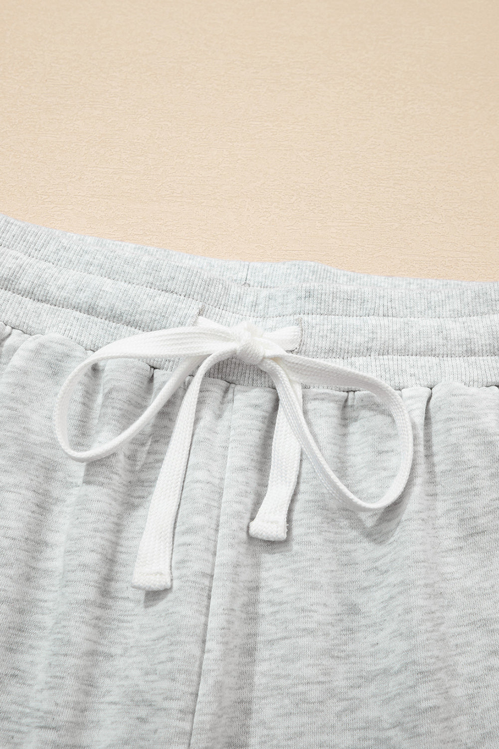 Light Grey Uneven Hem Colorblock Pullover Casual Shorts Plus Size 2pcs Outfit