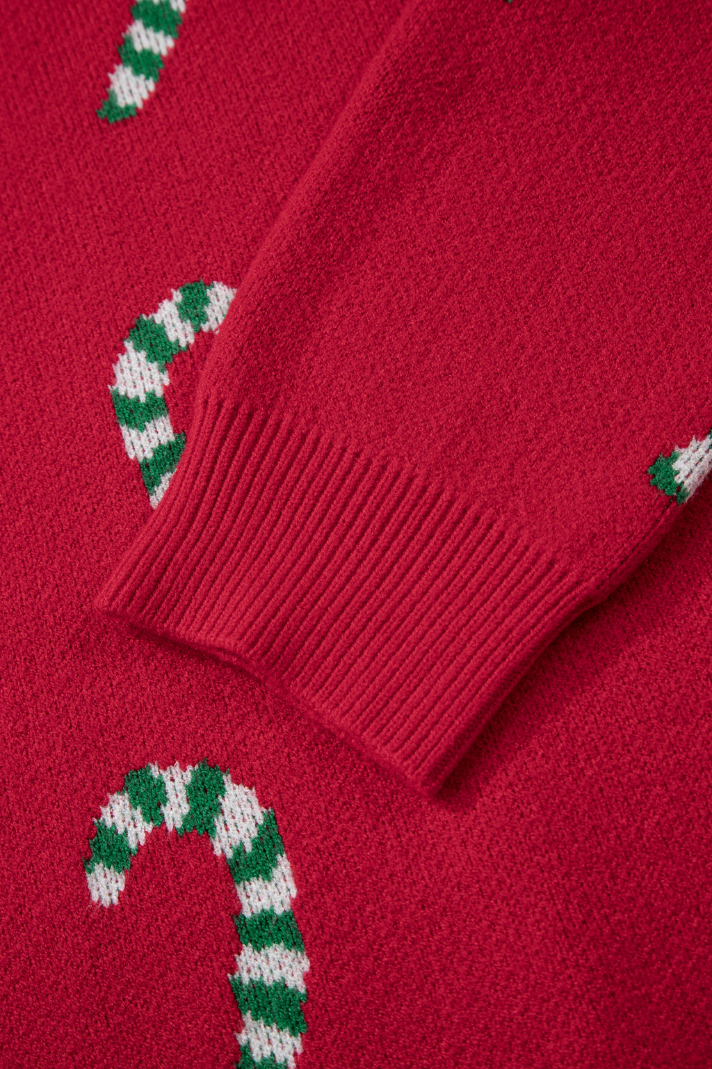 Dark Green Christmas Candy Cane Holiday Drop Shoulder Sweater