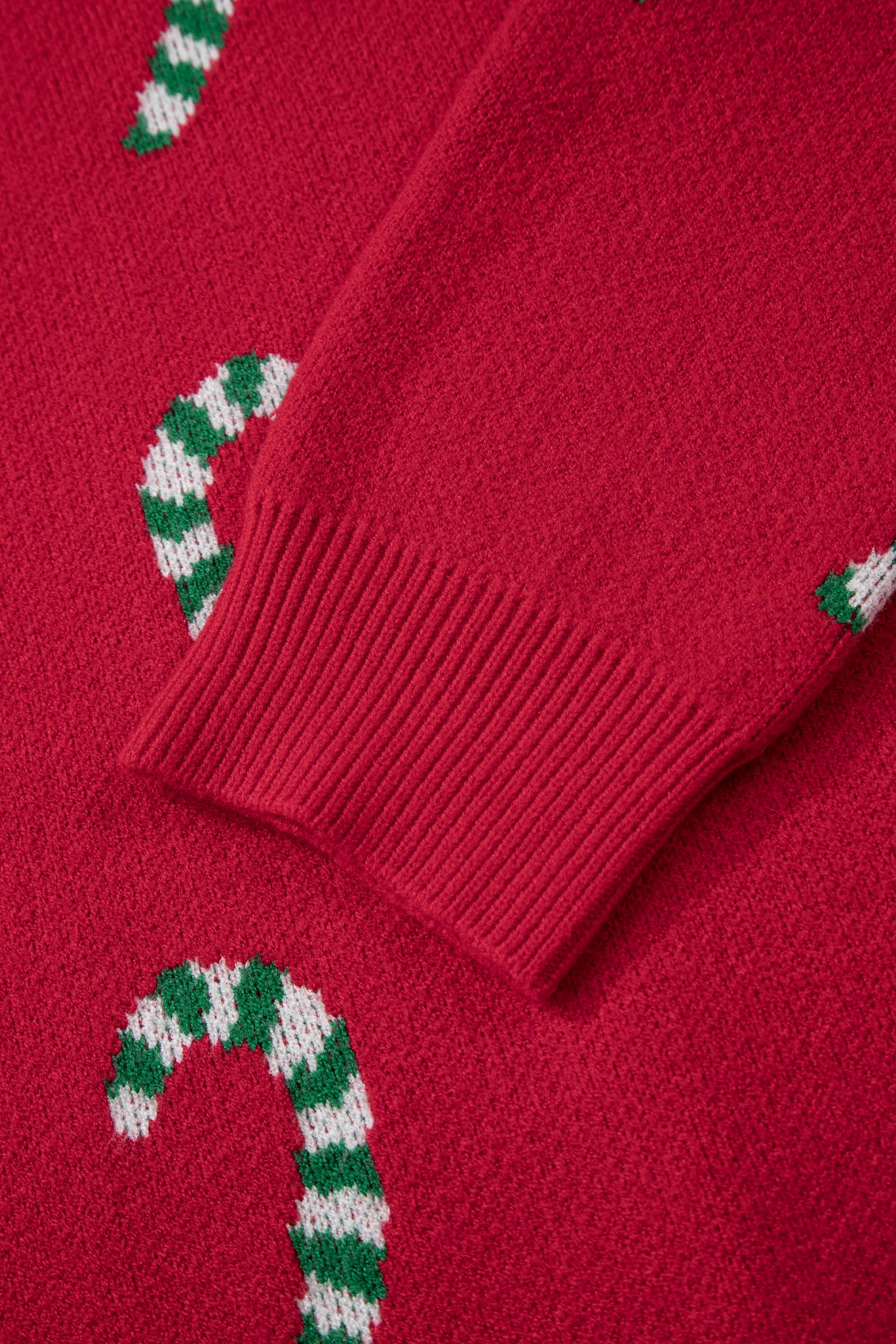 Dark Green Christmas Candy Cane Holiday Drop Shoulder Sweater