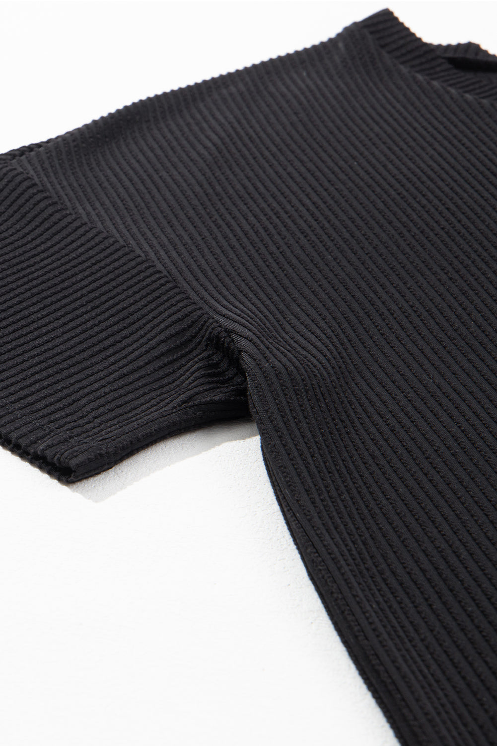 Black Textured V-Neck Dropped Shoulder Plus T-Shirt