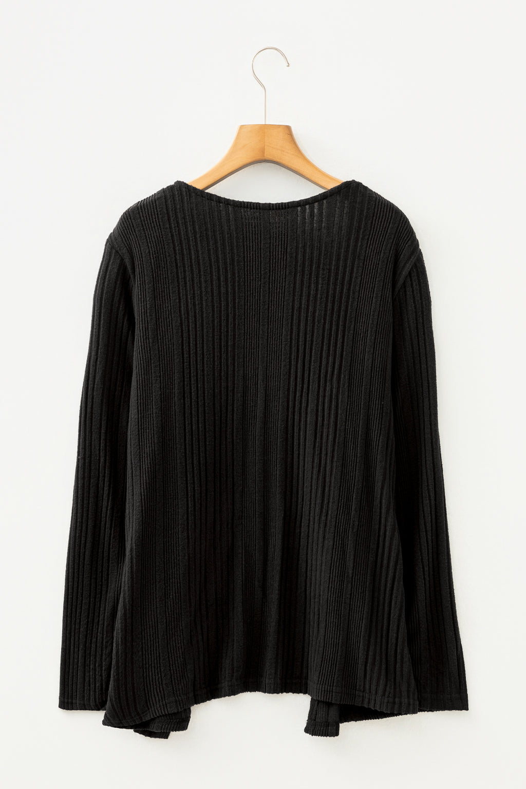Stone Blue Ribbed Open Front Knitted Top with Pockets