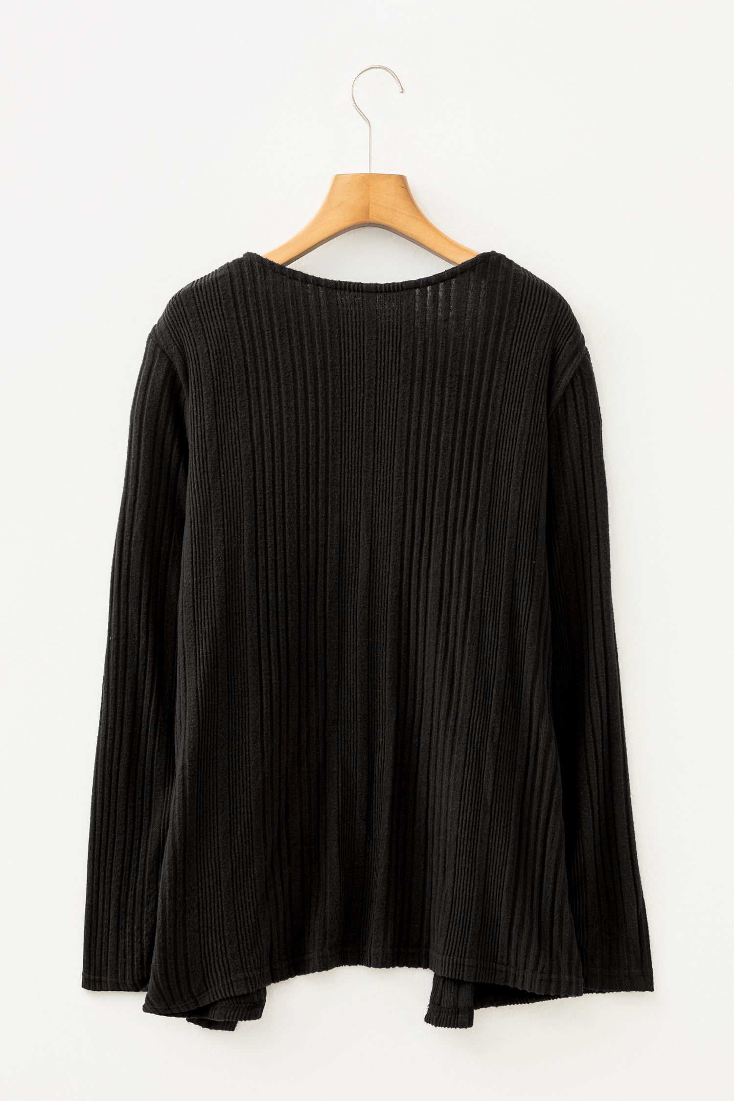 Stone Blue Ribbed Open Front Knitted Top with Pockets