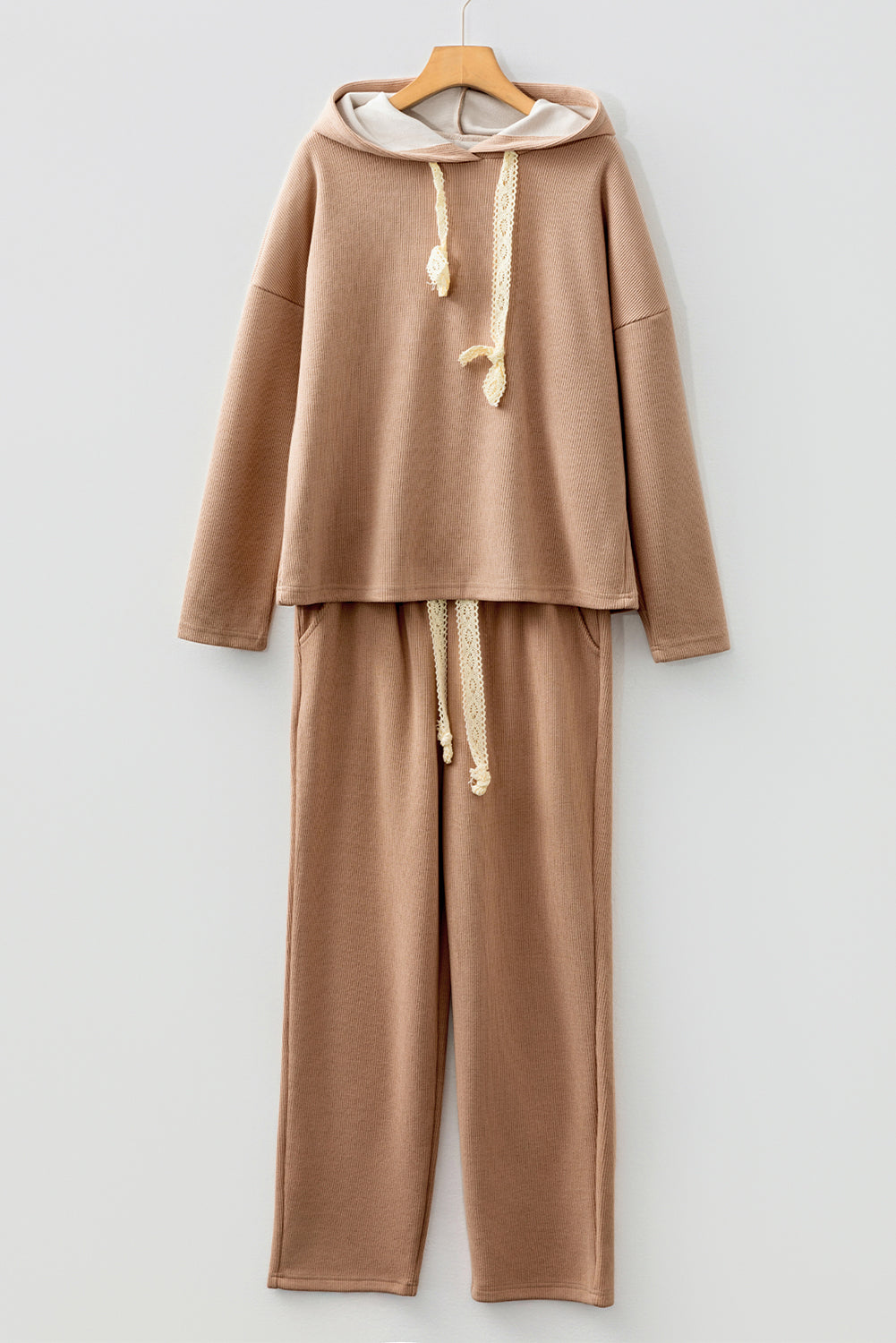 Gray Morn Corduroy Leopard Drawstring High Waist Trousers
