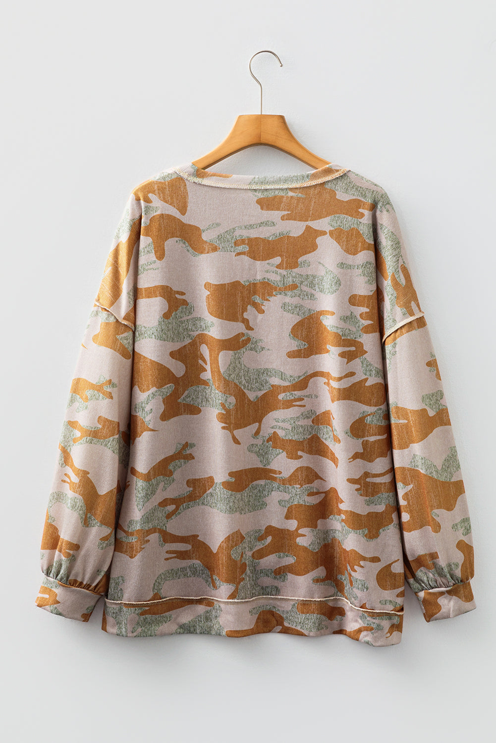 Dearlove Multicolour Retro Camouflage Print Exposed Seam Patchwork Drop Shoulder Sweatshirt
