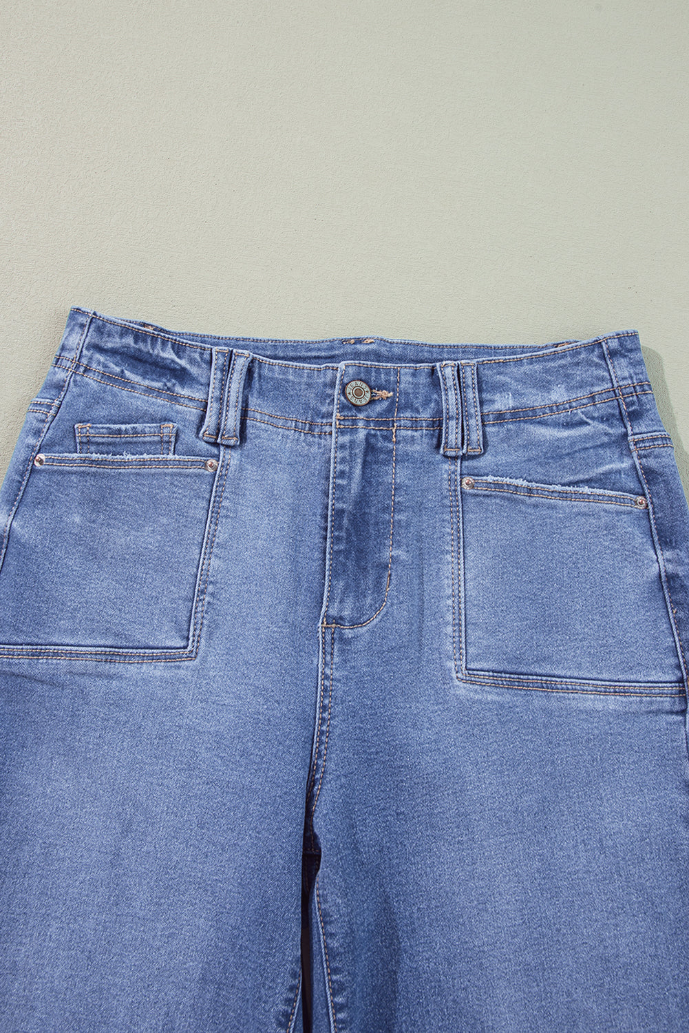 Beau Blue Loose Straight Leg Cropped High Waist Jeans