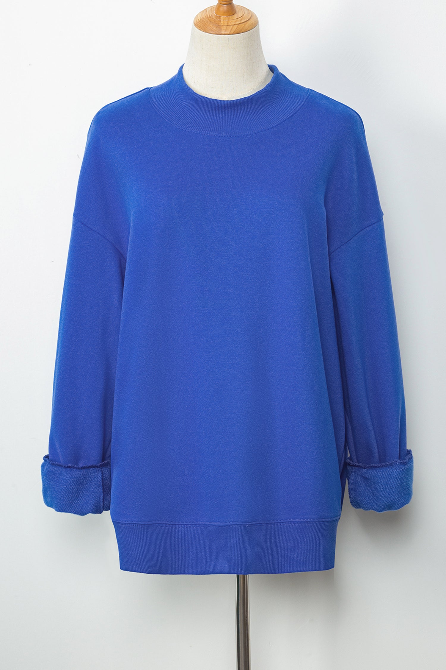 Bright Pink Oversize Blessed Embroidered Mock Neck Sweatshirt