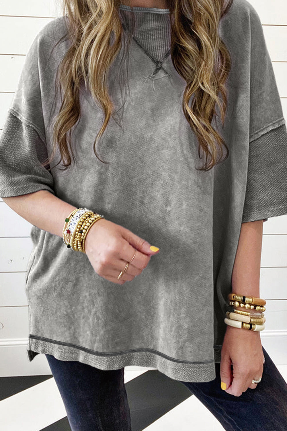 Orchid Petal Mineral Wash Drop Shoulder Pullover Sweatshirt
