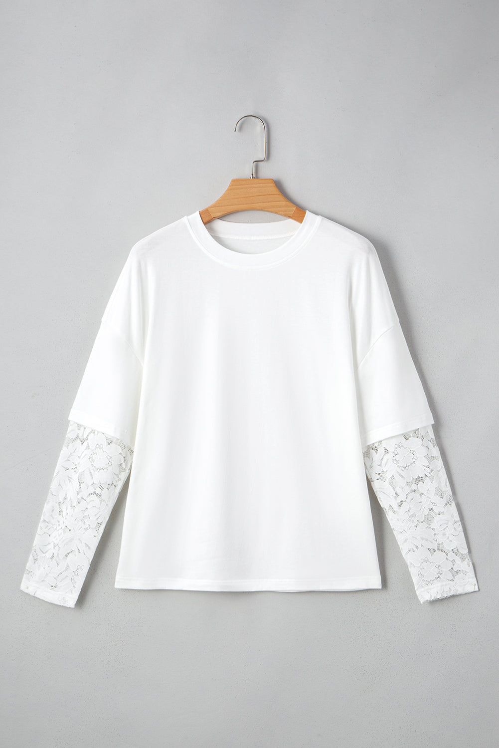 Black Lace Long Sleeve Insert Drop Shoulder Tee