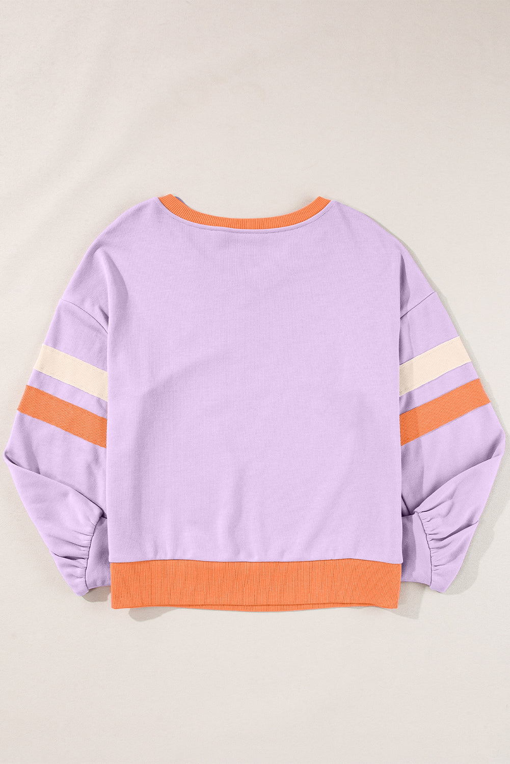 Orchid Bouquet Halloween Floral Pumpkin Color Block V Neck Sweatshirt