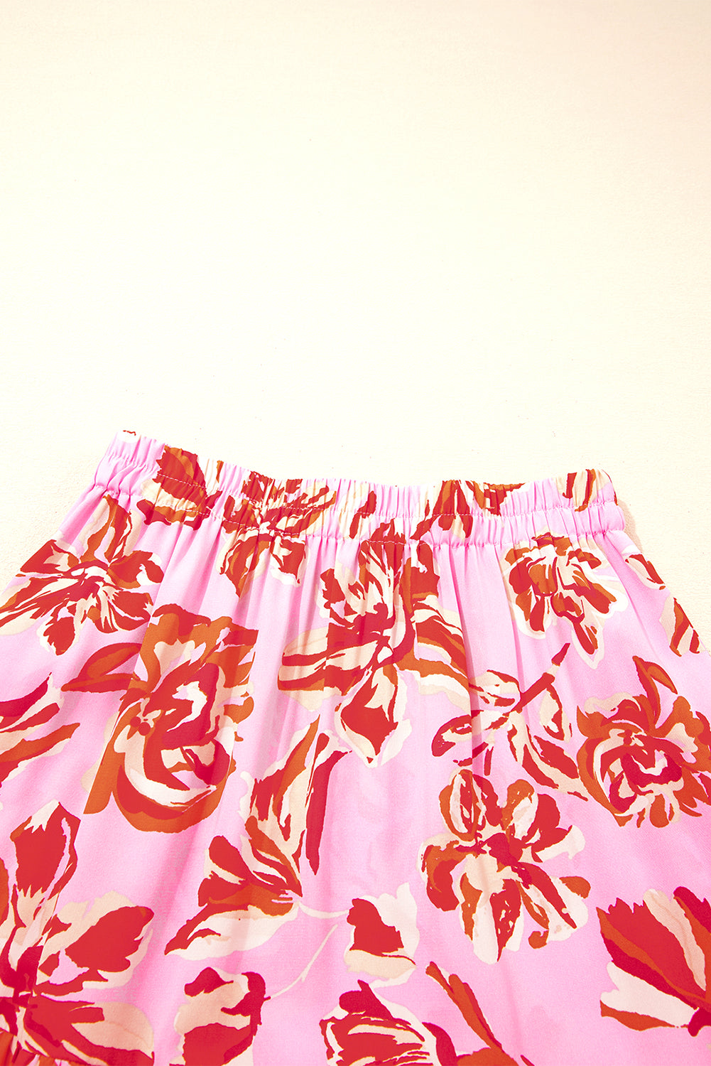 Orange Bohemian Floral Print Tiered Maxi Skirt with Split