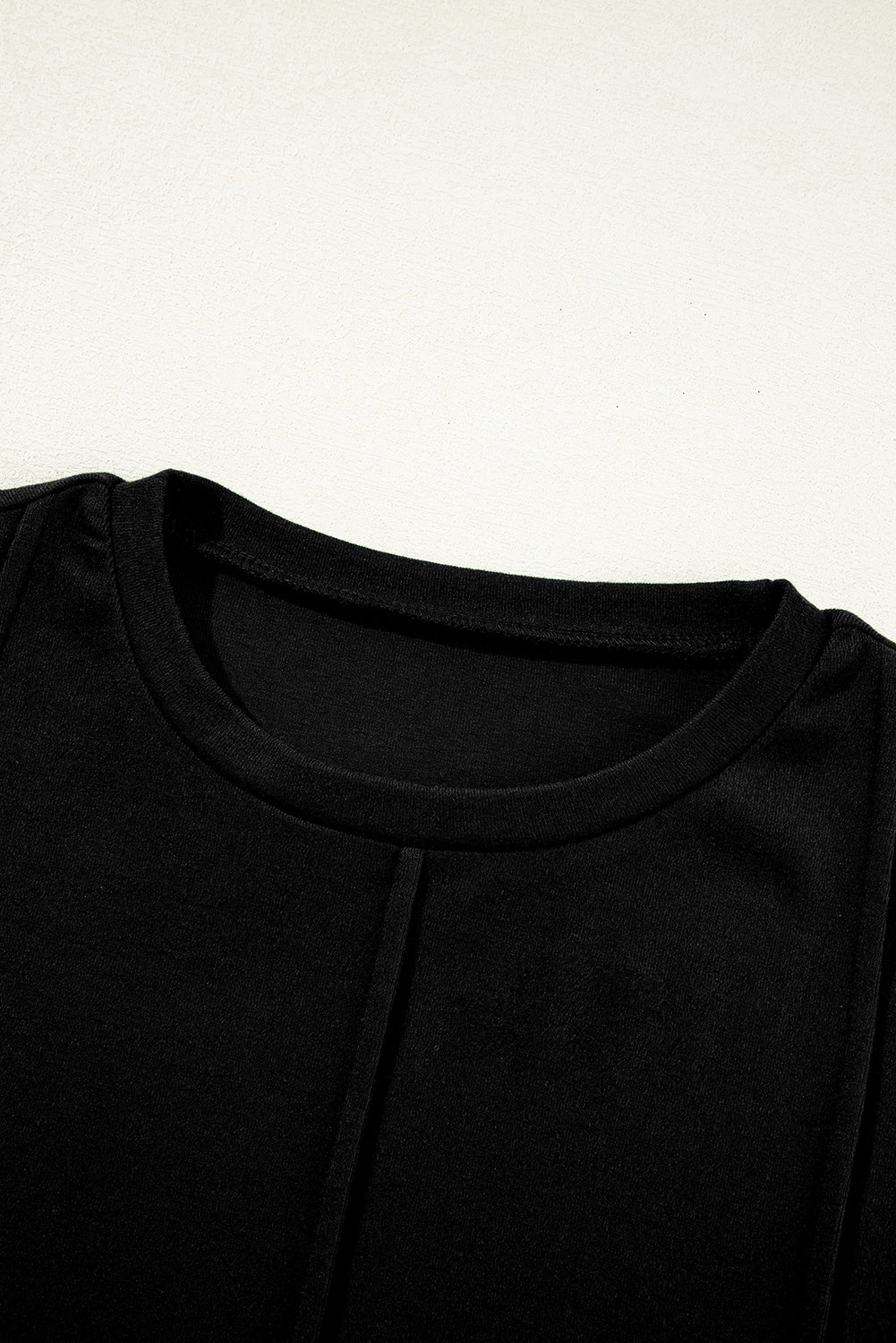 Chicory Coffee Solid Exposed Seam Crew Neck Long Sleeve Top