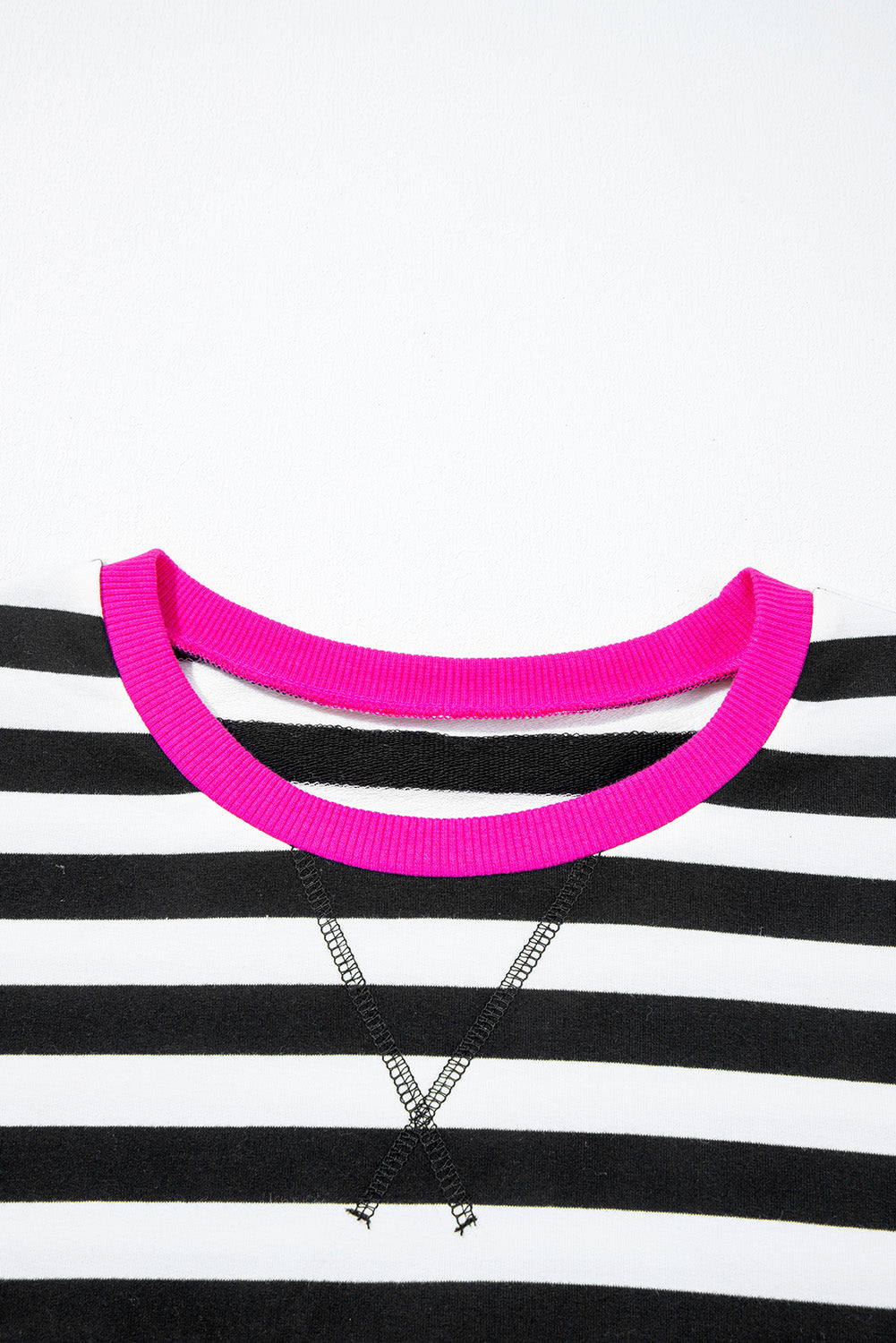 Black Stripe Color Block Edge Pullover and Shorts PLus Size Set
