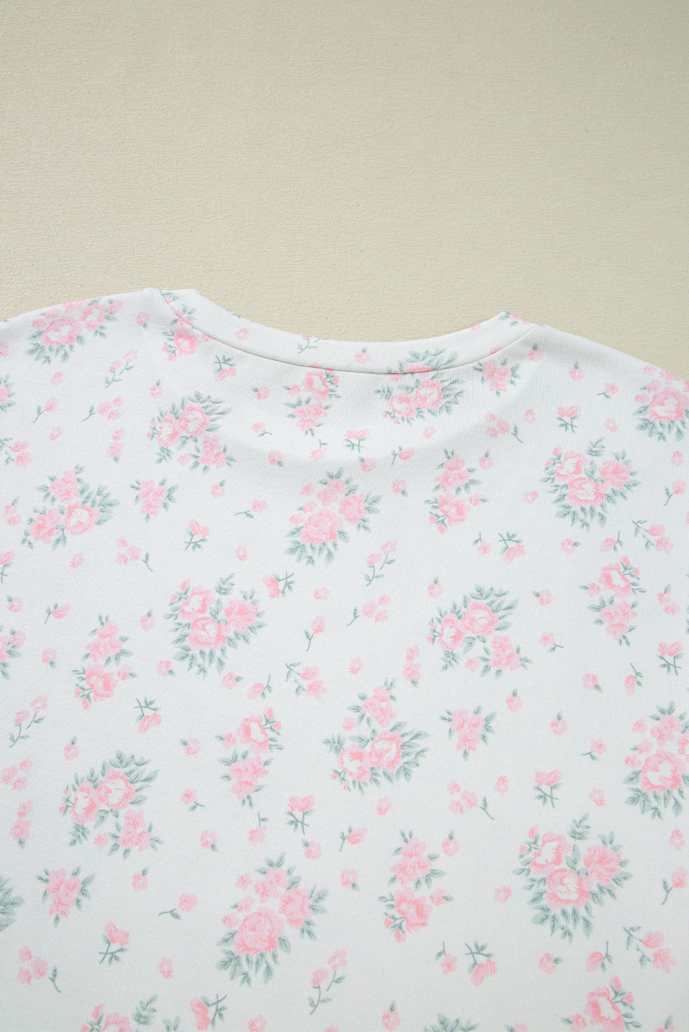 Pink Floral Lettuce Trim Tee and Shorts Ribbed Lounge Set