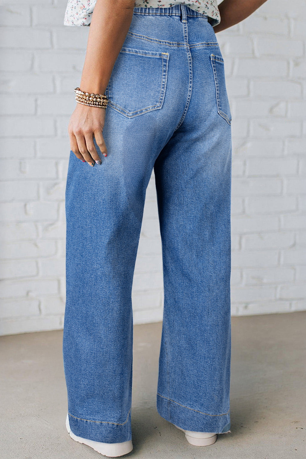 Blue Acid Wash Contrast Lace-up Plus Size Jeans