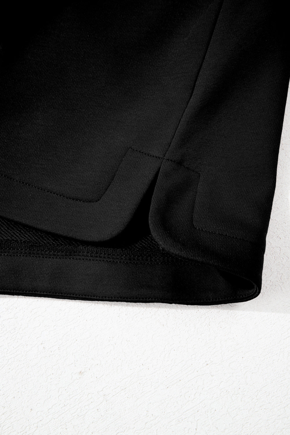 Black French Terry Zipped Collar Sleeveless Drawstring Waist Mini Dress