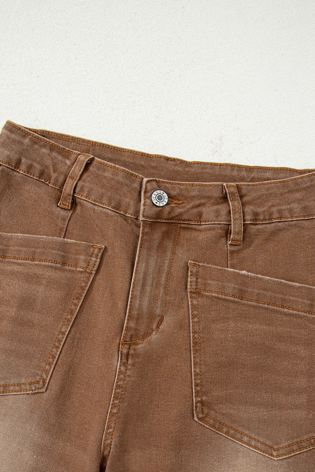 Brown Mimimalist Patch Pocket Womens Shift Jeans