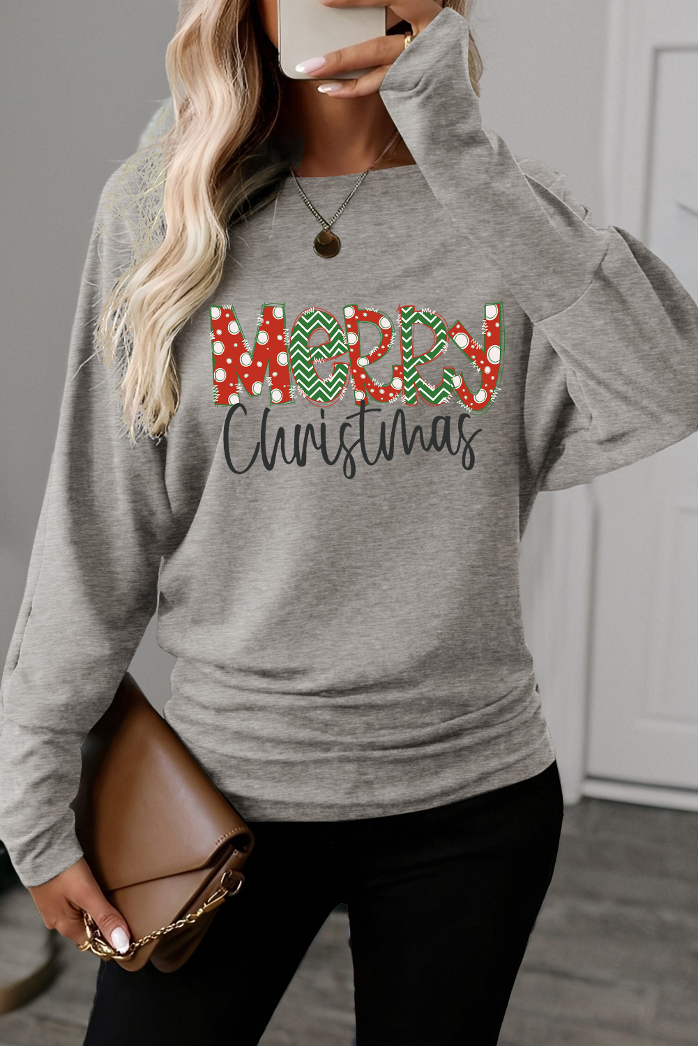 Four Leaf Clover Solid Color Extended Cuffs Long Sleeve Top