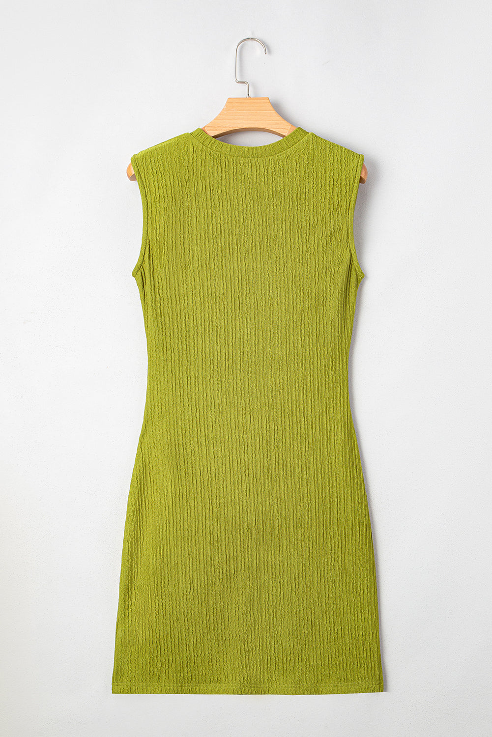 Sky Blue Solid Color Textured Ruched Side Bodycon Tank Dress