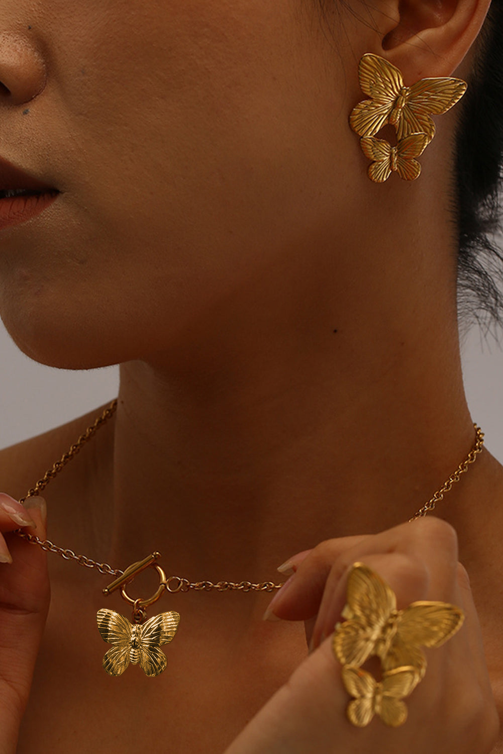 Gold Butterfly Pendant Plated Alloy Necklace