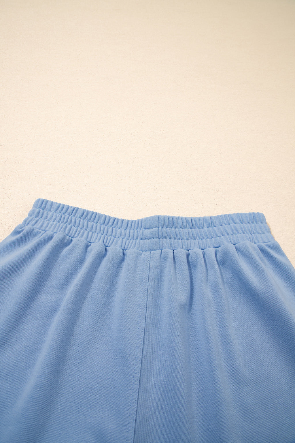 Mist Blue Solid Color Loose Tee Drawstring Wide Leg Pants 2pcs Outfit